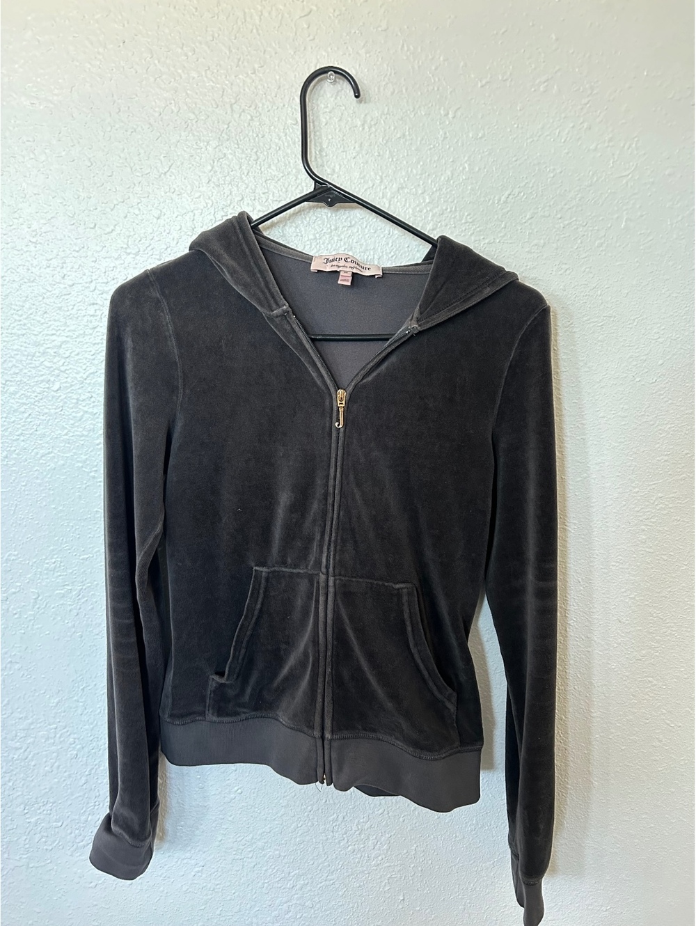 Juicy Couture Y2K Charcoal Velour Zip Up Hoodie